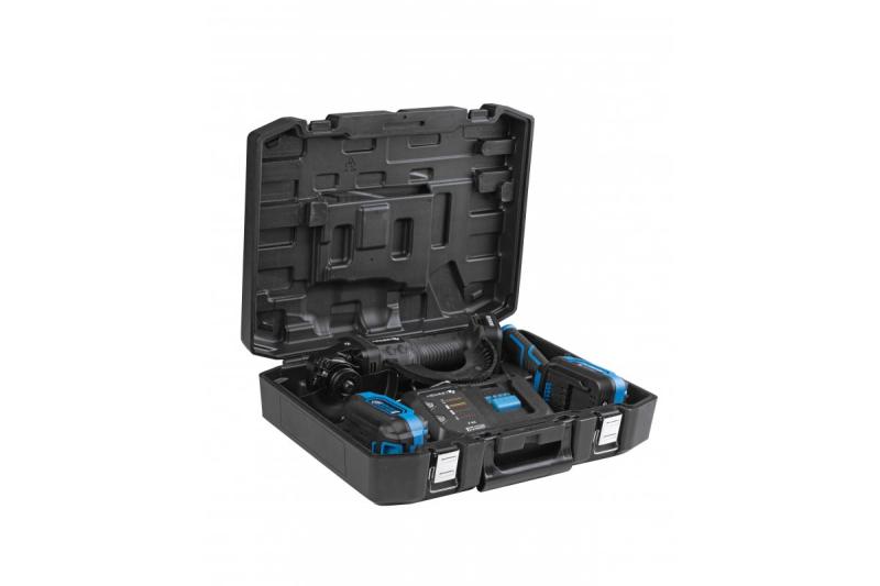 HÖGERT Brezžični kotni brusilnik s pedalnim stikalom, 125MM, 18V, set z baterijo, polnilnikom, dodatki