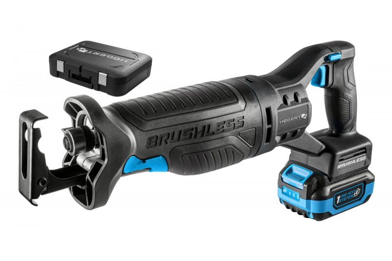 HÖGERT accu-reciprozaagset, 18V, zonder borstels, accu, oplader, accessoires