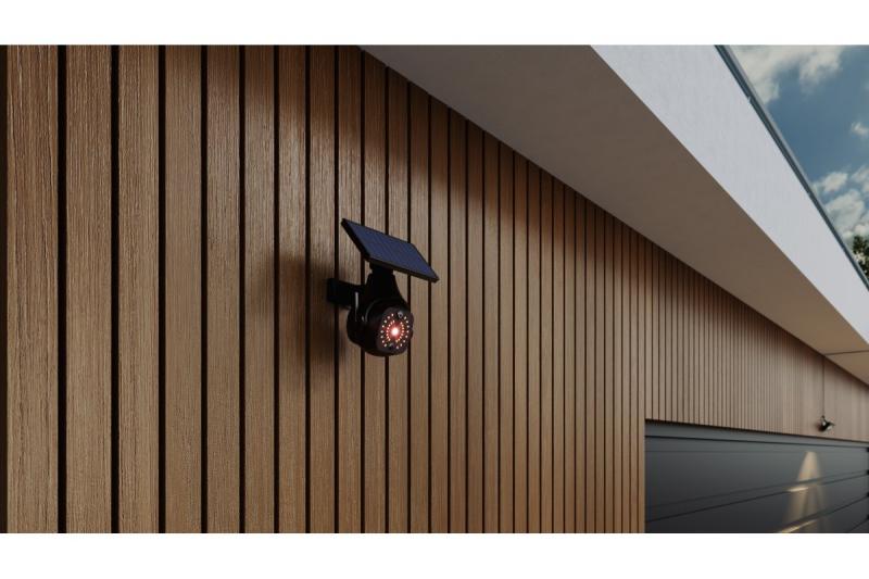 Sončna poplava z detektorjem gibanja in senzorjem somraka GUARDOS, LED, 300lm, 6400K, 1200mAh, IP65, lažna kamera