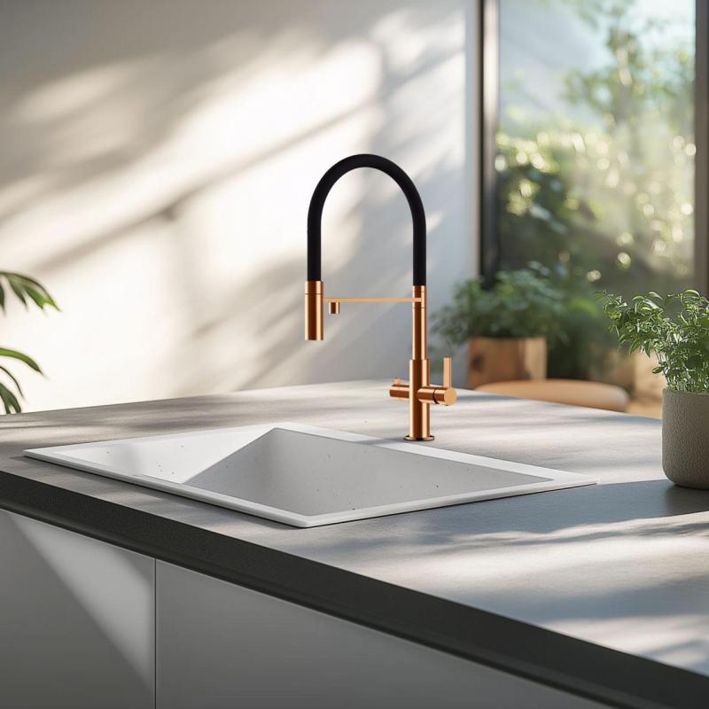 Ausmann Claridge 3-potna kuhinjska pipa s prilagodljivim izlivom in filtrirano vodo – Baker - 1208970503