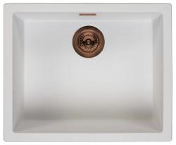 Witte Wasbak 50x40 cm Onderbouw, Opbouw en Inbouw met Koperen Stop 1208970533