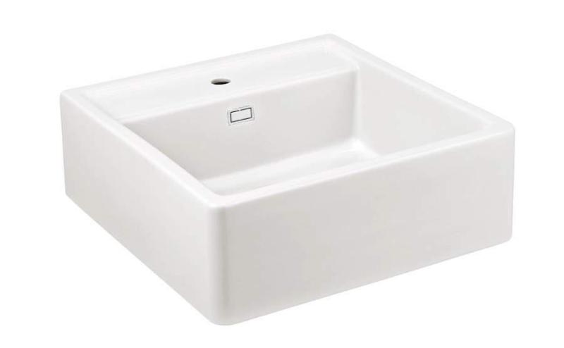 Ausmann Keramična Panor Shade Keramično Bela Butler Pomivalno Korito - Podgradna in Vgradna 630 x 597 mm z odprtino za pipo in Belo zaporko 1208970556