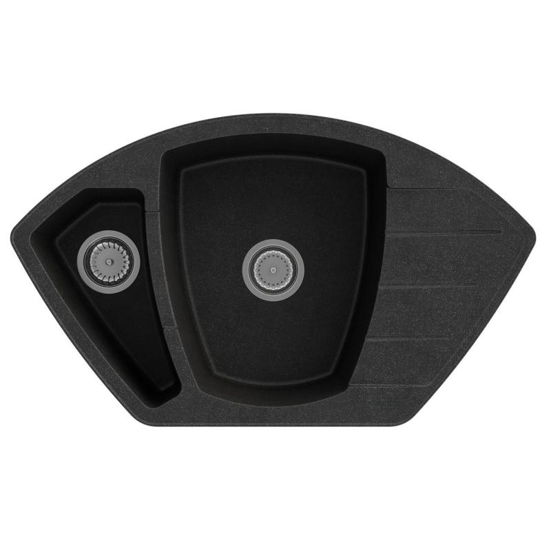 Graniteland Monte Granit črni modri kamen apnenec kotno pomivalno korito nadgradnja 901x538mm z inox čepom 1208970601