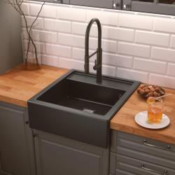 Graniteland Arno Granitno Črno Pomivalno Korito Vgradno 582x620mm z Inox Kvadratnim Čepom 1208970602