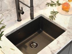 Graniteland Solo Granitni črni arduin trdi kamen Podgradnja umivalnika 42x34 cm z RVS Plug 1208970606