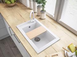 Graniteland Magra Granitni Beli Nadgradni Umerjalnik 686 x 427 mm z luknjo za pipo in RVS Zamašek 1208970614