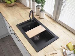 Graniteland Magra Graniti črni arduin trdi kamen Umivalnik za vgradnjo 686x427 mm z luknjo za pipo in RVS čep 1208970615