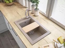 Graniteland Magra Granitni Sivi Vgradni Umivalnik 686 x 427 mm z luknjo za pipo in RVS čepom 1208970618