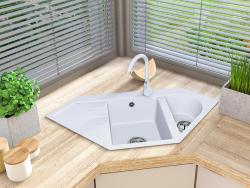 Graniteland Amiata granitno belo pomivalno korito 965x496mm z nerjavečim jeklom 1208970622