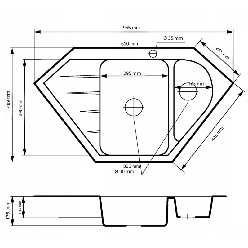 Graniteland Amiata Granitni beli kotni pomivalni korit 955 x 489 mm z nerjavečim pokrovom 1208970622