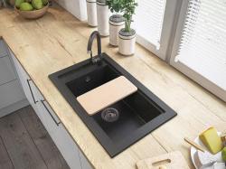Graniteland Magra Granitni Antracit Zlato Vgradni umivalnik 686 x 427 mm z luknjo za pipo in RVS Plug 1208970623