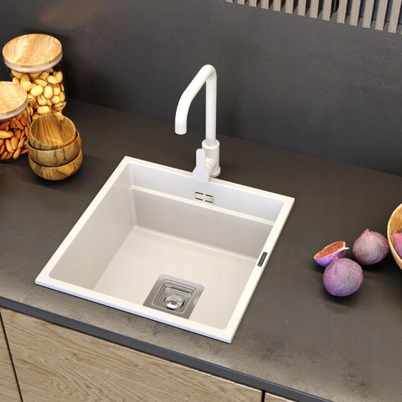 Graniteland Stellar Kuhinjska Armatura Bela z Vrtljivim Izlivom 1208970668