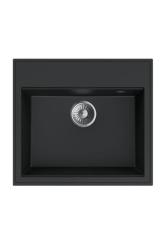 Dura Stretto Črna Quartz Pomivalno Korito Nadgradnja 56x51 cm z RVS Čepom in Luknjo za Pipo 1208970690