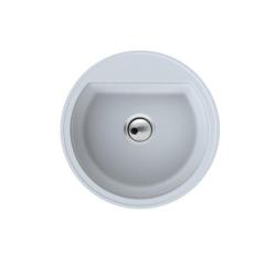 Dura Stretto Bela quartz okrogla nadgradna umivalnik 51 cm z inox čepom in 1 odprtino za pipo 1208970691