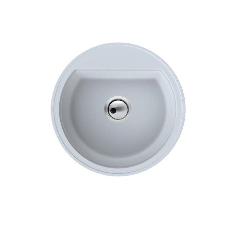 Dura Stretto Bela quartz okrogla nadgradna umivalnik 51 cm z inox čepom in 1 odprtino za pipo 1208970691