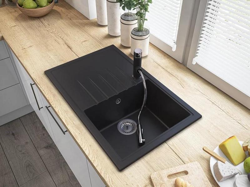 Graniteland Ceres Kuhinjska Pipa Črna z Izvlečno Izlivno Cevjo in Dvostransko Ročno Prho 1208970707