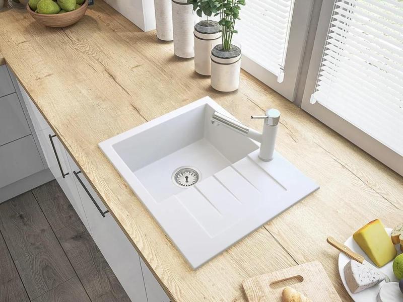 Graniteland Ceres Kuhinjska Armatura Bela z Izvlečno Izlivko in Dvojno-Funkcijsko Ročno Prho 1208970709