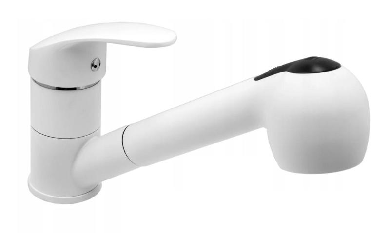 Graniteland Rhea Kuhinjska Armatura Bela z Izvlečno Cevjo in Dvojno Funkcijo Ročne Prhe 1208970714