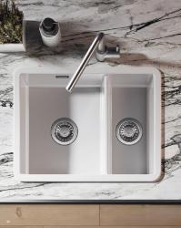 Ausmann Keramična Ember Keramično Bela Enapol In Pol Pomivalno Korito Vgradna In Podgradna 535 x 400 mm z Inox Čepi 1208970735