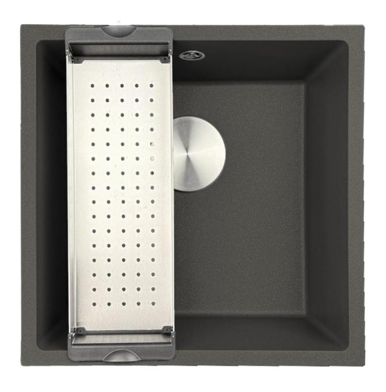 GraniteMy Universal Granit Siva, temna Umivalnik 40x40 cm Nadgradnja, Podgradnja in Ravna vgradnja z RVS Plugom 1208970742