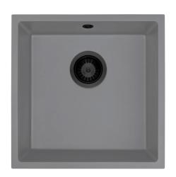 GraniteMy Universal granitni sivi umivalnik 40x40 cm Nadgradnja, Podgradnja in Ravna vgradnja s črnim čepom 1208970751
