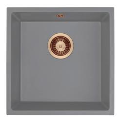 GraniteMy Universal Granitni Sivi Umivalnik 40x40 cm Nadgradnja, Podgradnja in Ravna Vgradnja z Bakrenim Čepom 1208970753