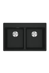 Franke Maris MRG 620 TL Fragranite Mat Črna Dvojno Pomivalno Korito 76 x 50 cm Vgradnja z Luknjo za Pipo 114.0668.738