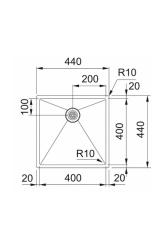 Franke Bolero Plus New R10 B2X 210-40-40 RVS Pomivalno korito Vgradnja podgradnja in nadgradnja 40x40 cm 127.0728.976
