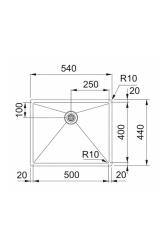 Franke Bolero Plus New R10 B2X 210-50-40 RVS Umivalnik Vgradnja na ravni površini, podgradnja in nadgradnja 50x40 cm 127.0728.977