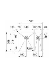 Franke Bolero Plus New R10 B2X 260-34-16 BL 1,5 Pol in pol nerjavno jeklo umivalnik za ravno vgradnjo, podgradnjo in nadgradnjo56x45 cm 127.0733.339