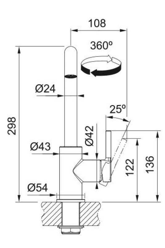 Franke Lina U Kuhinjska pipa Vrtljivi izliv Črna 115.0728.474