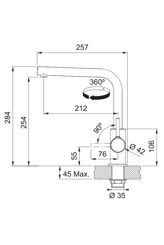 Franke Lina L Kuhinjska pipa z vrtljivim izlivom Krom 115.0693.230