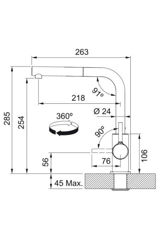 Franke Lina L Kuhinjska pipa Krom z izvlečnim izlivom 115.0712.420