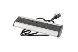Pisarniški podaljšek s kotnimi 3x UK vtičnicami, 2x USB 2.1A 5V (srebrn) BREZ LOGOTIPA