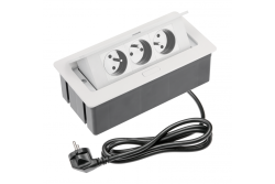 Pohištvena vtičnica SOFT s tremi priključki z ozemljitvijo, električni kabel s plugom, bela.
