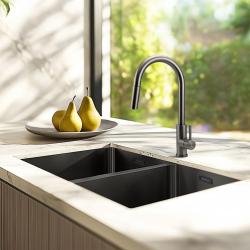 Pure.Sink Prestige Dvojno Gun metal umivalnik 70x40 cm 10mm radij podgradnja, vgradnja in nadgradnja PPG343440-61