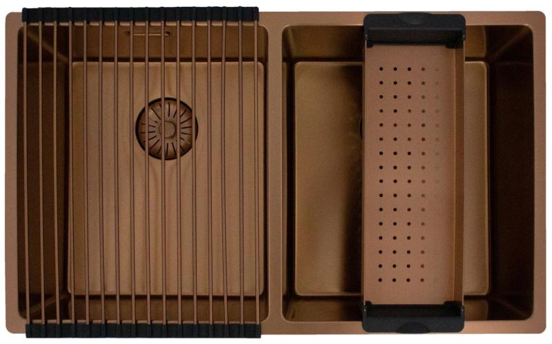 Pure.Sink Prestige Dvojno bakreno pomivalno korito 70x40cm 10mm radius podgradnje, ravne gradnje in nadgradnje PPG343440-62