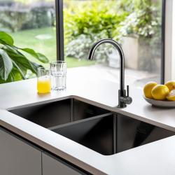 Pure.Sink Prestige Dvojni Gun kovinski umivalnik 82x40 cm 10mm radij podgradnja, ravna gradnja in nadgradnja PPG404040-61