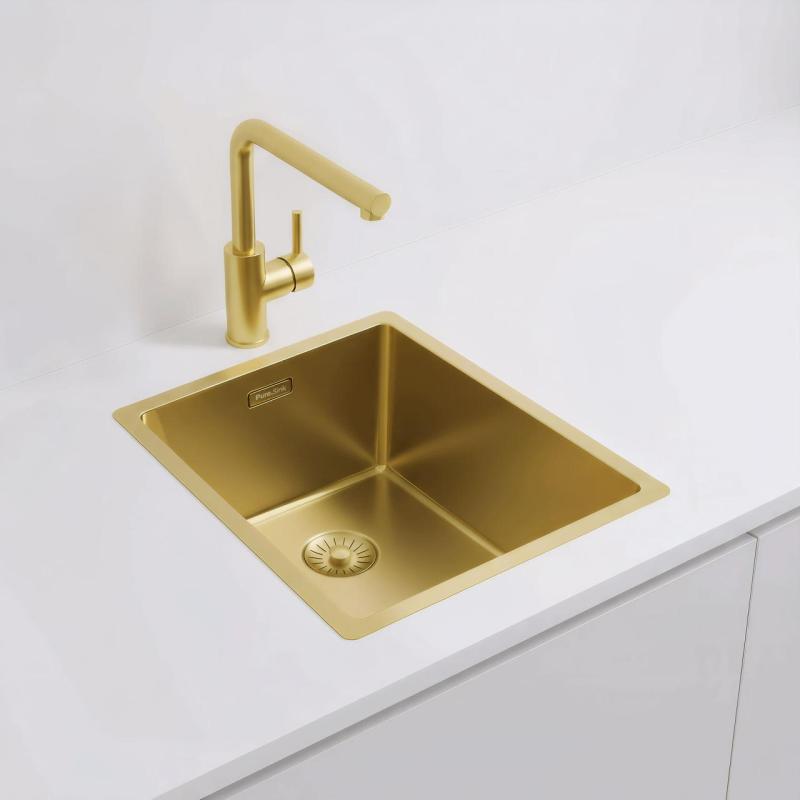 Pure.Sink Exclusivo Zlato korito 34x40 cm 10mm radij podgradnja, ravna gradnja in nadgradnja PEX3440-60