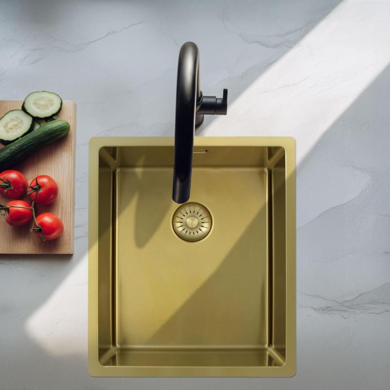 Pure.Sink Exclusivo Zlato korito 34x40 cm 10mm radij podgradnja, ravna gradnja in nadgradnja PEX3440-60