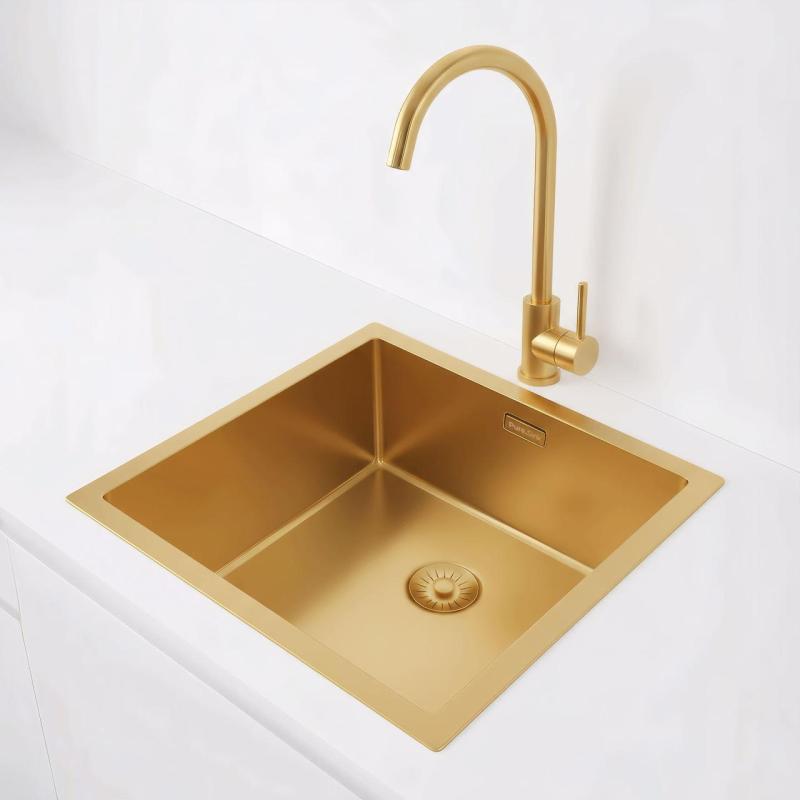 Pure.Sink Exclusivo Zlato korito 40x40 cm 10mm radius podgradnja, ravna gradnja in nadgradnja PEX4040-60