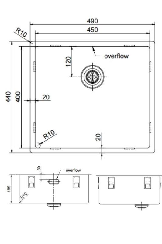 Pure.Sink Exclusivo Gun metal umivalnik 45x40 cm 10mm radij podgradnja, ravna gradnja in nadgradnja PEX4540-61
