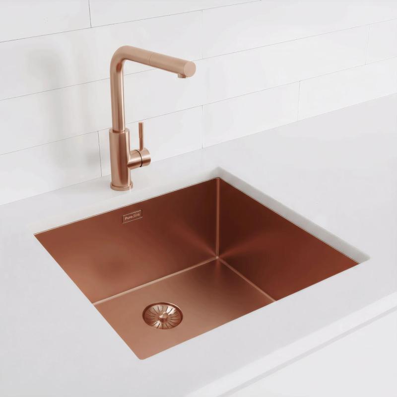 Pure.Sink Exclusivo Bakreni umivalnik 45x40 cm 10mm radij podgradnja, ravna gradnja in nadgradnja PEX4540-62