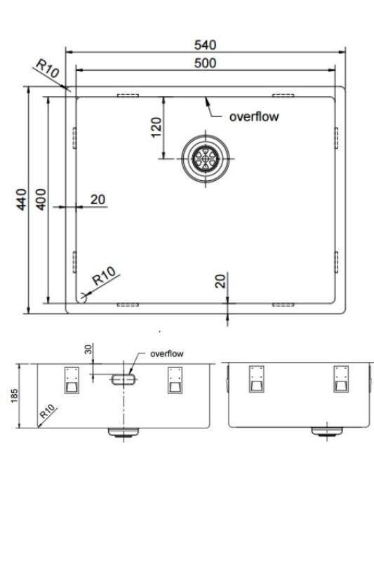 Pure.Sink Exclusivo Zlato pomivalno korito 50x40 cm 10mm polmer podgradnje, ravne gradnje in nadgradnje PEX5040-60