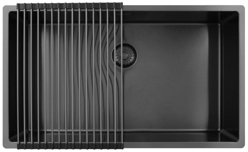 Pure.Sink Exclusivo veliko Gun metal pomivalno korito 70x40 cm 10mm polmer podgradnje, vgradnje in nadgradnje PEX7040-61