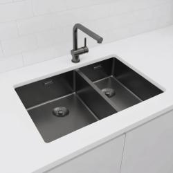 Pure.Sink Exclusivo Gun Metal 1,5 pol in pol umivalnik 34+18 cm 10mm polmer PEX341840-61