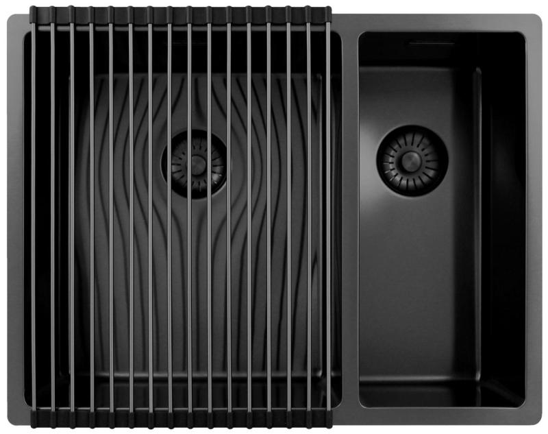 Pure.Sink Exclusivo Gun Metal 1,5 pol in pol umivalnik 34+18 cm 10mm polmer PEX341840-61