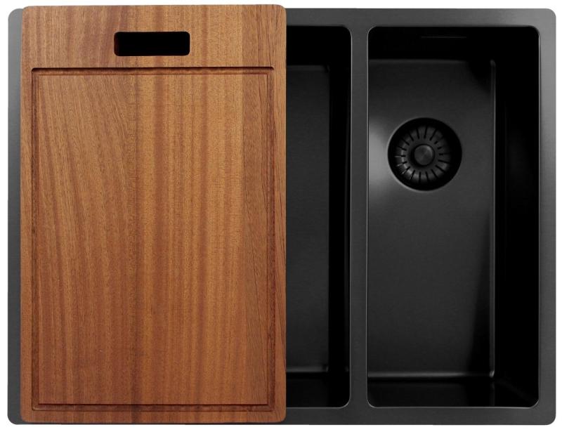 Pure.Sink Exclusivo Gun Metal 1,5 pol in pol umivalnik 34+18 cm 10mm polmer PEX341840-61