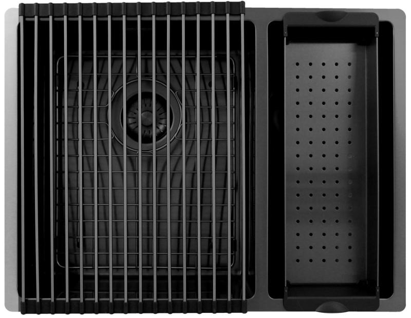 Pure.Sink Exclusivo Gun Metal 1,5 pol in pol umivalnik 34+18 cm 10mm polmer PEX341840-61