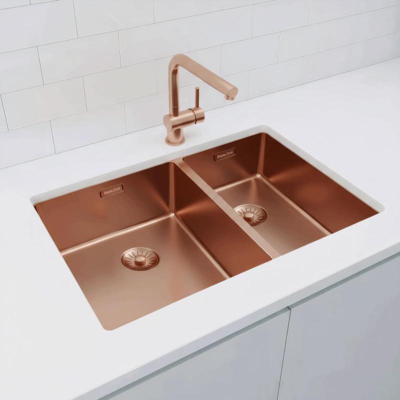 Pure.Sink Exclusivo Bakrena 1,5 en in pol umivalnik 34+18 cm 10mm polmer PEX341840-62